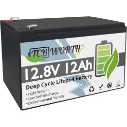 KEPWORTH 12V 12Ah LiFePO4 dobíjecí baterie s hlubokým cyklem, podpora BMS, vestavěná sériová nebo paralelní, ideální pro skútry a karavan